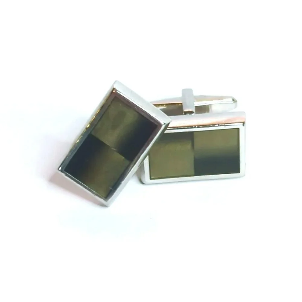 Vintage Brown Ombre Square Silver Tone Cufflinks
